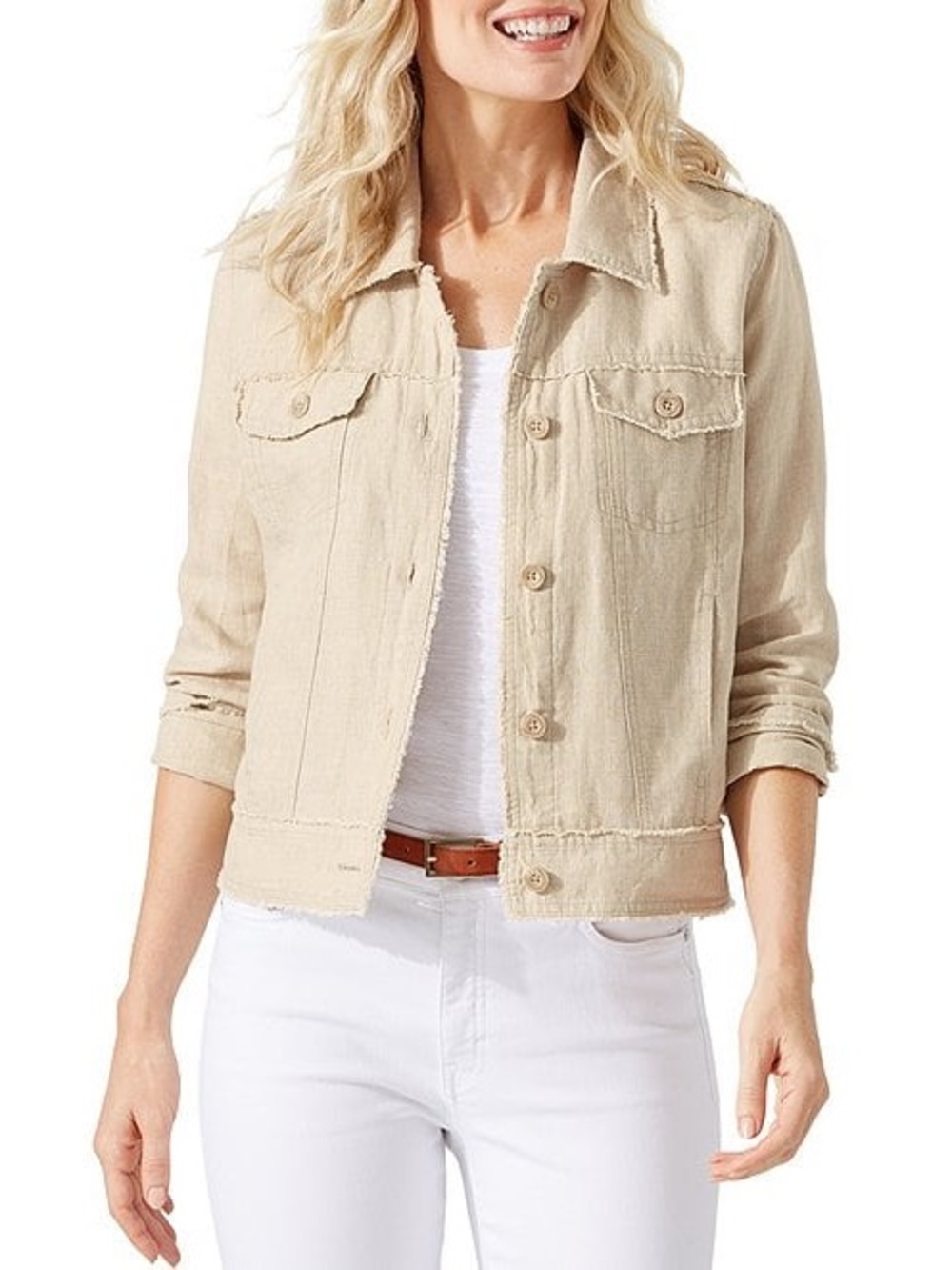 Tommy Bahama Two Palms Linen Raw Edge Jacket in natural. Size M worn once!